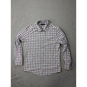 Mizzen and Main Shirt Mens Large Trim Monaco Dress Blue Red Plaid Performance